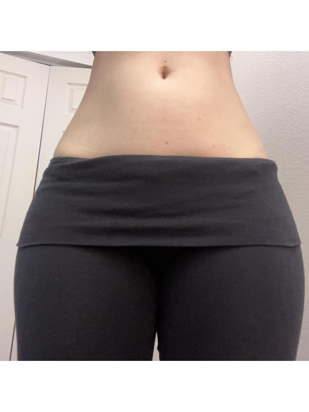 Black fold over waistband leggings